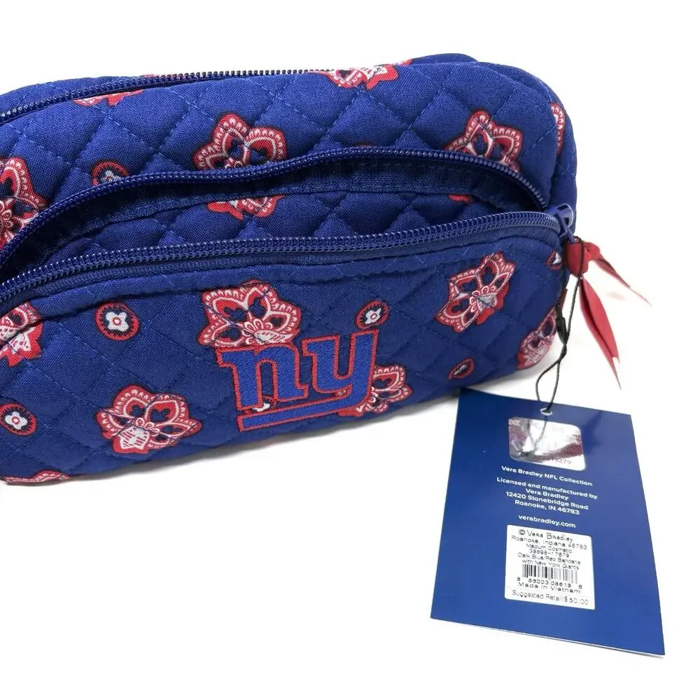 Vera Bradley NFL New York NY Giants Makeup Medium Cosmetic Bag Pouch NWT